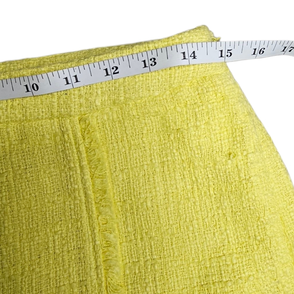 KENAR Yellow Tweed Mini Skirt Raw Hem Fringed Size 2 Preppy Coquette - Picture 6 of 10